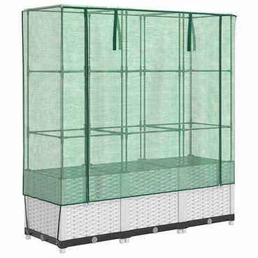 vidaXL Hochbeet mit Gewächshaus-Aufsatz Rattan-Optik 120x40x138 cm