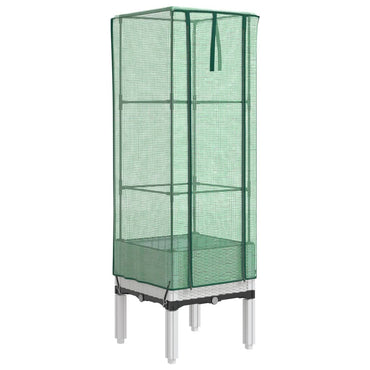 vidaXL Hochbeet mit Gewächshaus-Aufsatz Rattan-Optik 40x40x140 cm