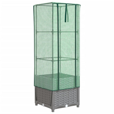 vidaXL Hochbeet mit Gewächshaus-Aufsatz Rattan-Optik 40x40x139 cm