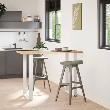 vidaXL Bartischbeine U-Form 2 Stk. Weiß 60x(100-101) cm Stahl