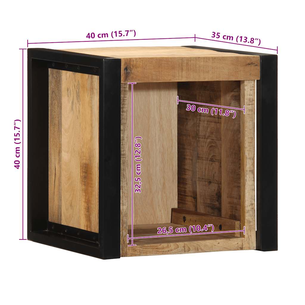 vidaXL Nachttisch 40x35x40 cm Raues Mango-Massivholz