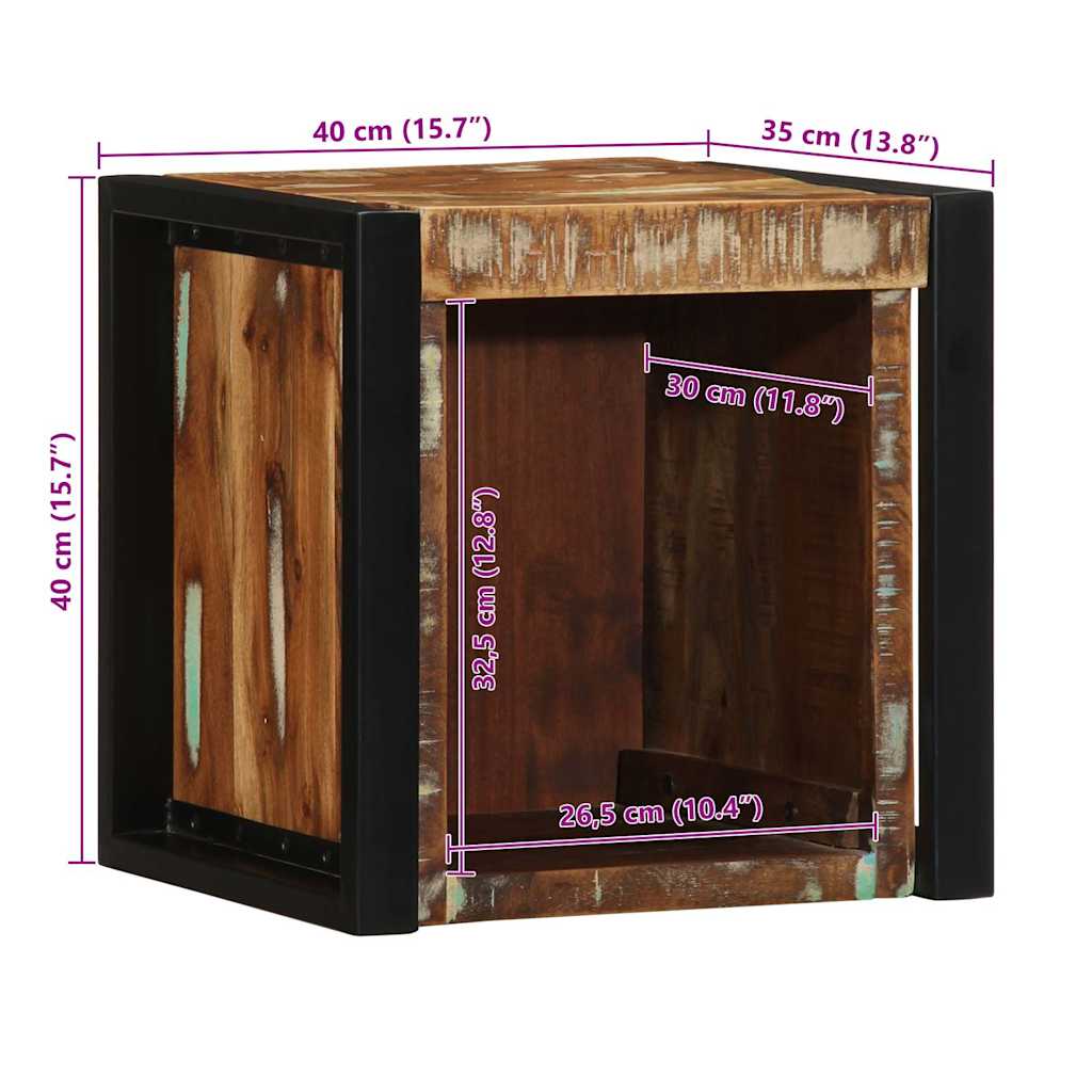 vidaXL Nachttisch Mehrfarbig 40x35x40 cm Altholz Massivholz