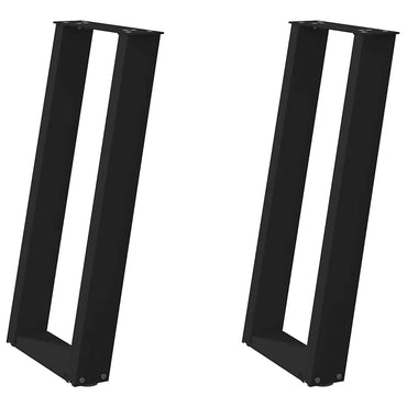 vidaXL Pieds de table console en U 2 pcs Noir 28x(72-73) cm Acier