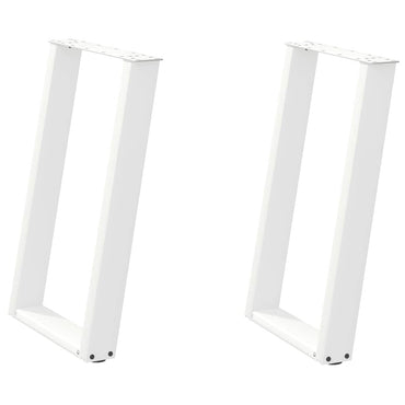 vidaXL Pieds de table à manger en U 2 pcs Blanc 50x(72-73) cm Acier