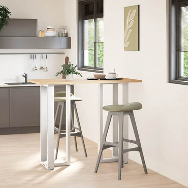 vidaXL Bartischbeine T-Form 2 Stk. Weiß 50x35x(110-111) cm Stahl