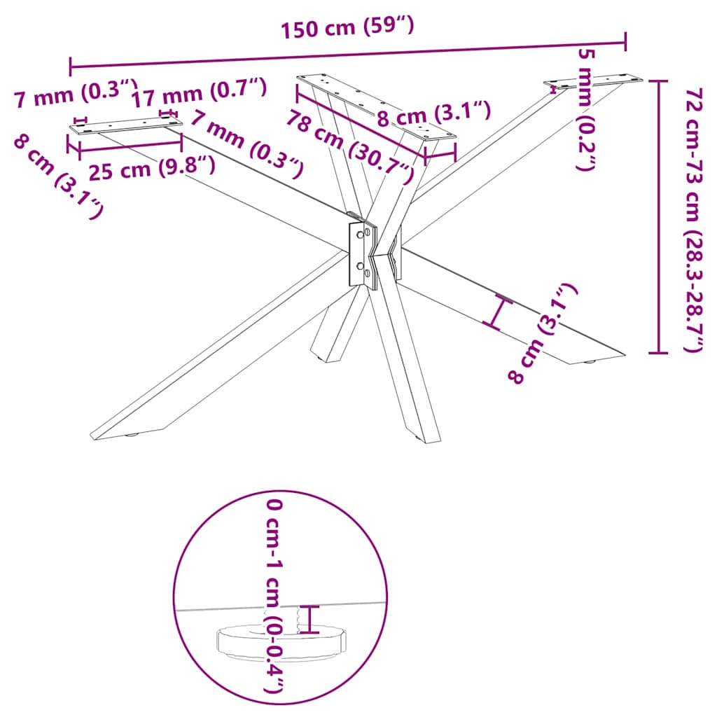 Esstischbein in Spinnenform Weiß 150x78x(72-73) cm Stahl