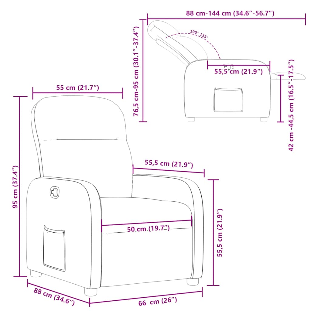 vidaXL Fauteuil relax Taupe Tissu
