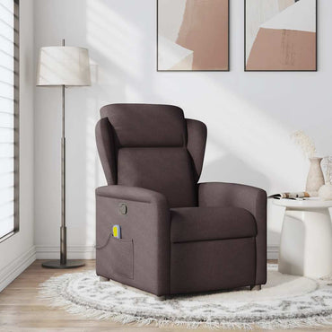 vidaXL Fauteuil de massage Marron foncé Tissu