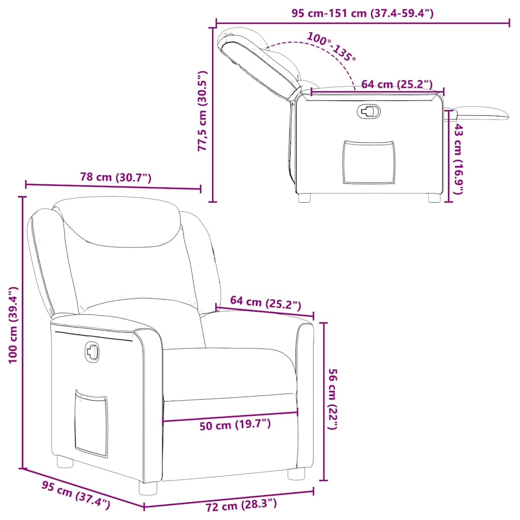 vidaXL Fauteuil relax Gris clair Tissu