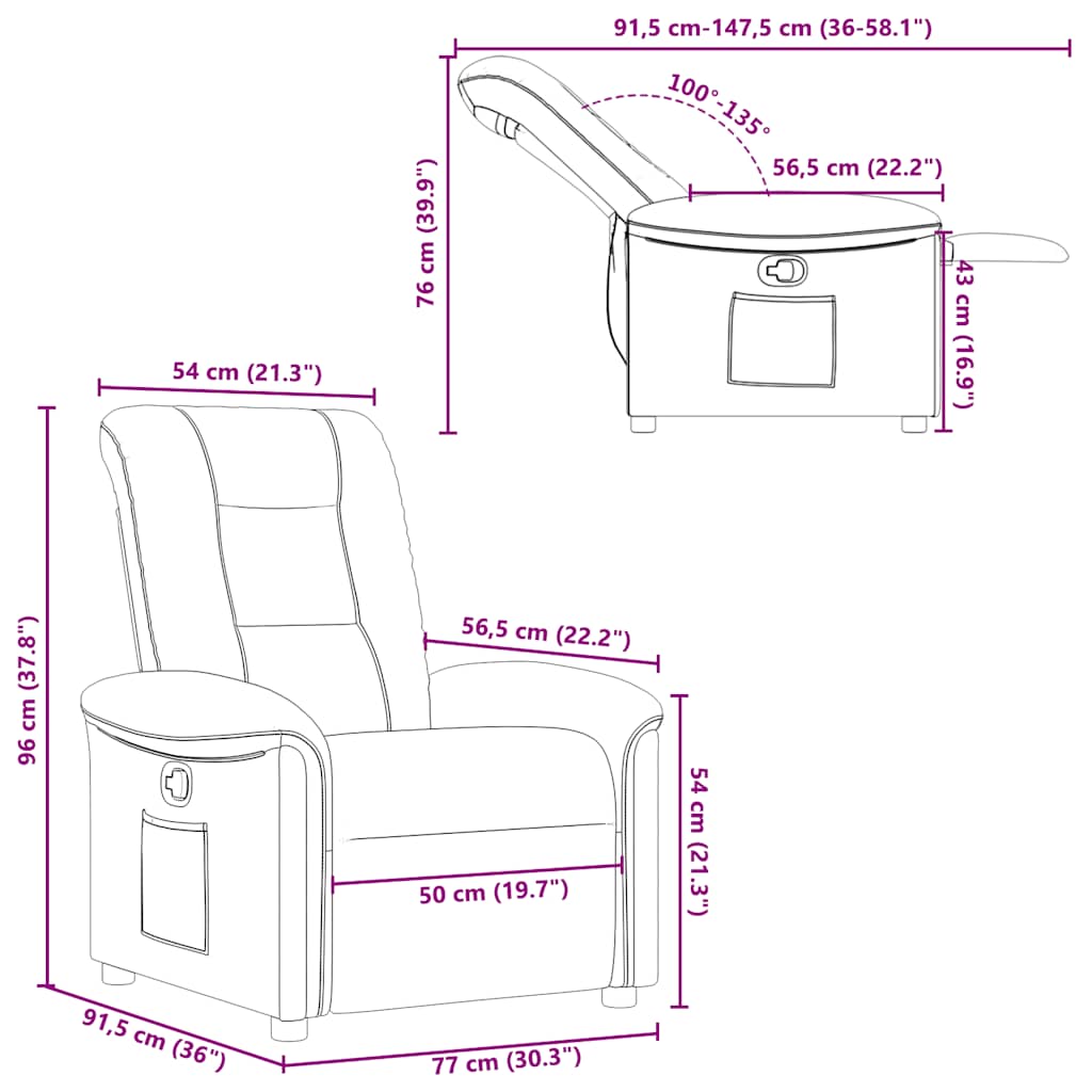 vidaXL Fauteuil relax Taupe Tissu