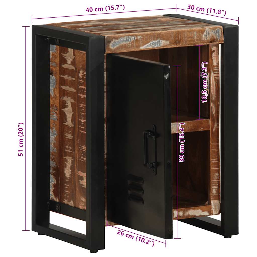 vidaXL Nachttisch Mehrfarbig 40x30x51 cm Altholz Massiv
