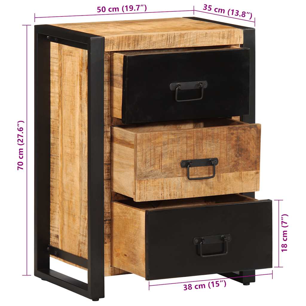 vidaXL Schubladenschrank 50x35x70 cm Raues Massivholz Mango