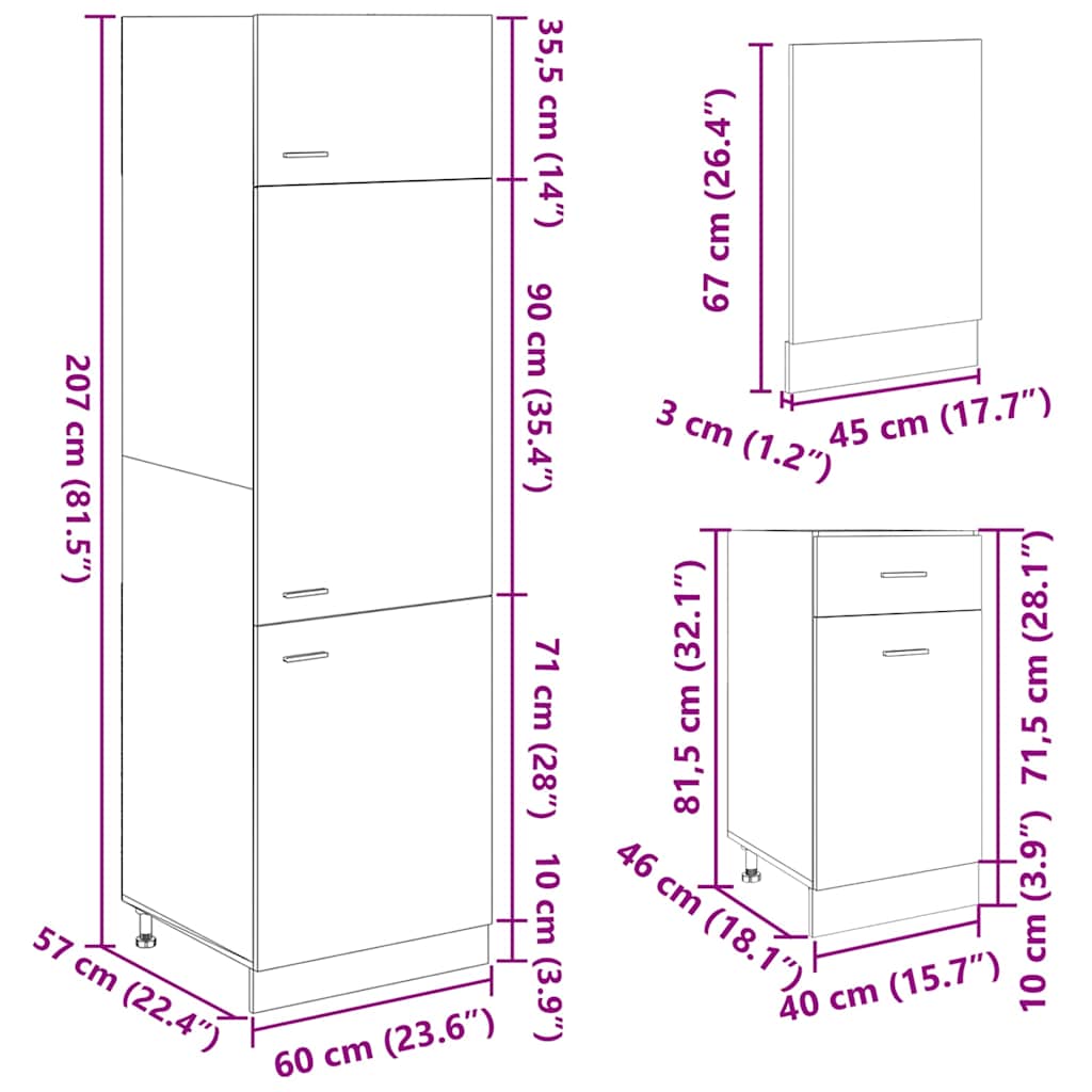 vidaXL 7-tlg. Küchenschrank-Set Lyon Sonoma-Eiche Holzwerkstoff