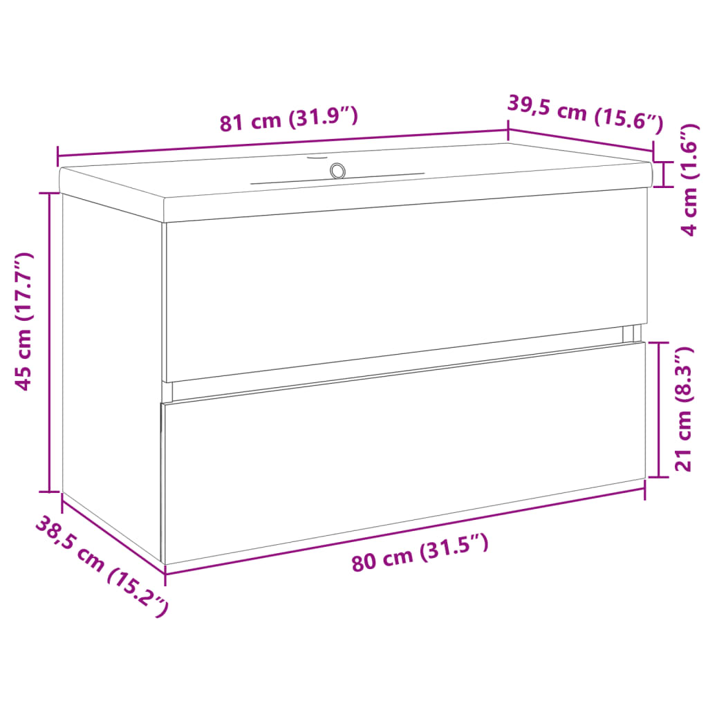 vidaXL 2-tlg. Badmöbel-Set Keramik und Holzwerkstoff