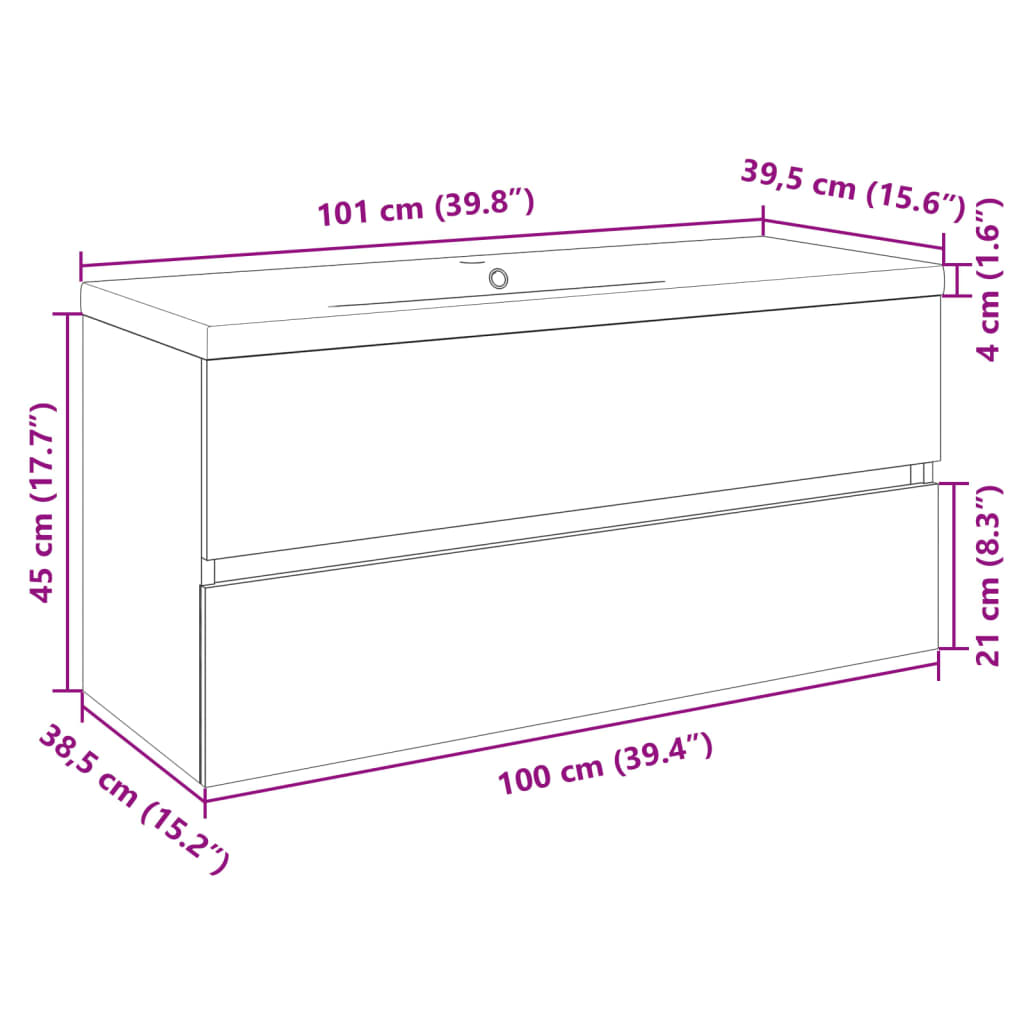 vidaXL Ensemble de meubles de salle de bain 2 pcs Céramique et bois d'ingénierie