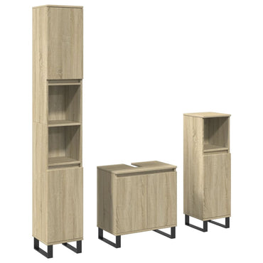 vidaXL 3-tlg. Badmöbel-Set Sonoma-Eiche Holzwerkstoff
