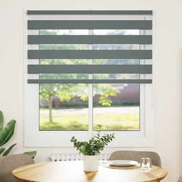 vidaXL Doppelrollo Dunkelgrau 125x100 cm Stoffbreite 120,9 cm Polyester