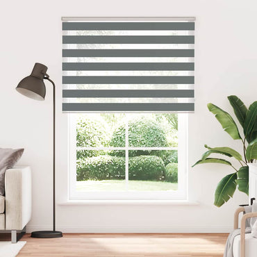 vidaXL Doppelrollo Dunkelgrau 155x230 cm Stoffbreite 150,9 cm Polyester