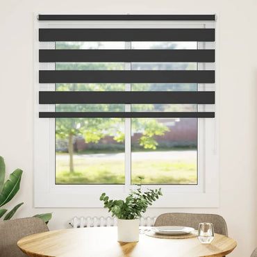 vidaXL Doppelrollo Schwarz 125x100 cm Stoffbreite 120,9 cm Polyester