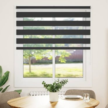 vidaXL Doppelrollo Schwarz 135x100 cm Stoffbreite 130,9 cm Polyester