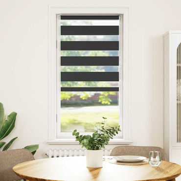 vidaXL Doppelrollo Schwarz 55x150 cm Stoffbreite 50,9 cm Polyester