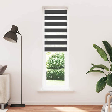 vidaXL Doppelrollo Schwarz 55x200 cm Stoffbreite 50,9 cm Polyester