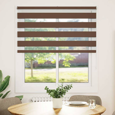 vidaXL Doppelrollo Braun 125x100 cm Stoffbreite 120,9 cm Polyester