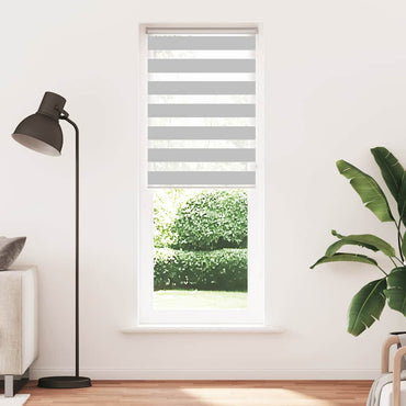 vidaXL Doppelrollo Hellgrau 70x230 cm Stoffbreite 65,9 cm Polyester