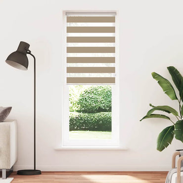 vidaXL Doppelrollo Sandbraun 85x230 cm Stoffbreite 80,9 cm Polyester