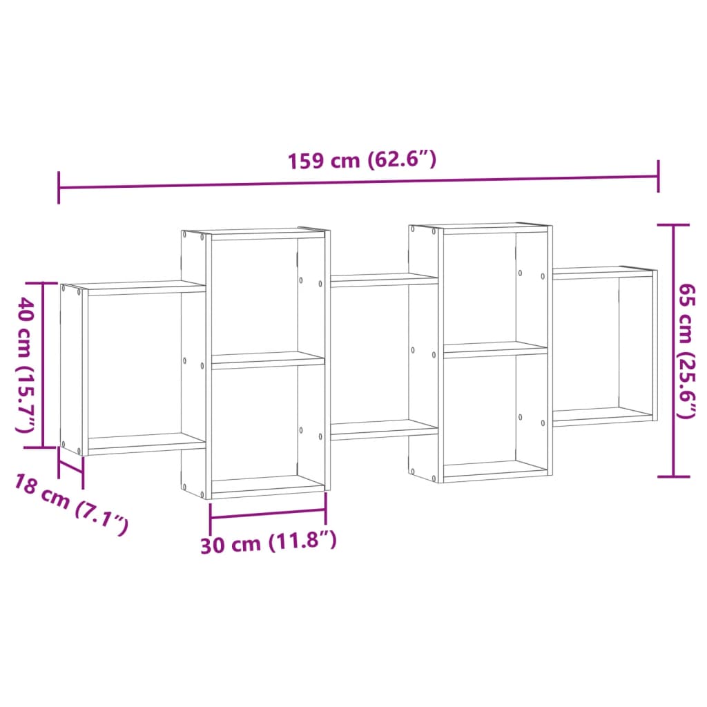 vidaXL Étagère murale Blanc 159x18x65 cm Bois d'ingénierie