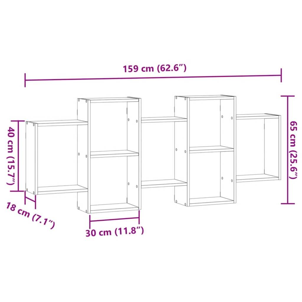 vidaXL Étagère murale Chêne artisan 159x18x65 cm Bois d'ingénierie