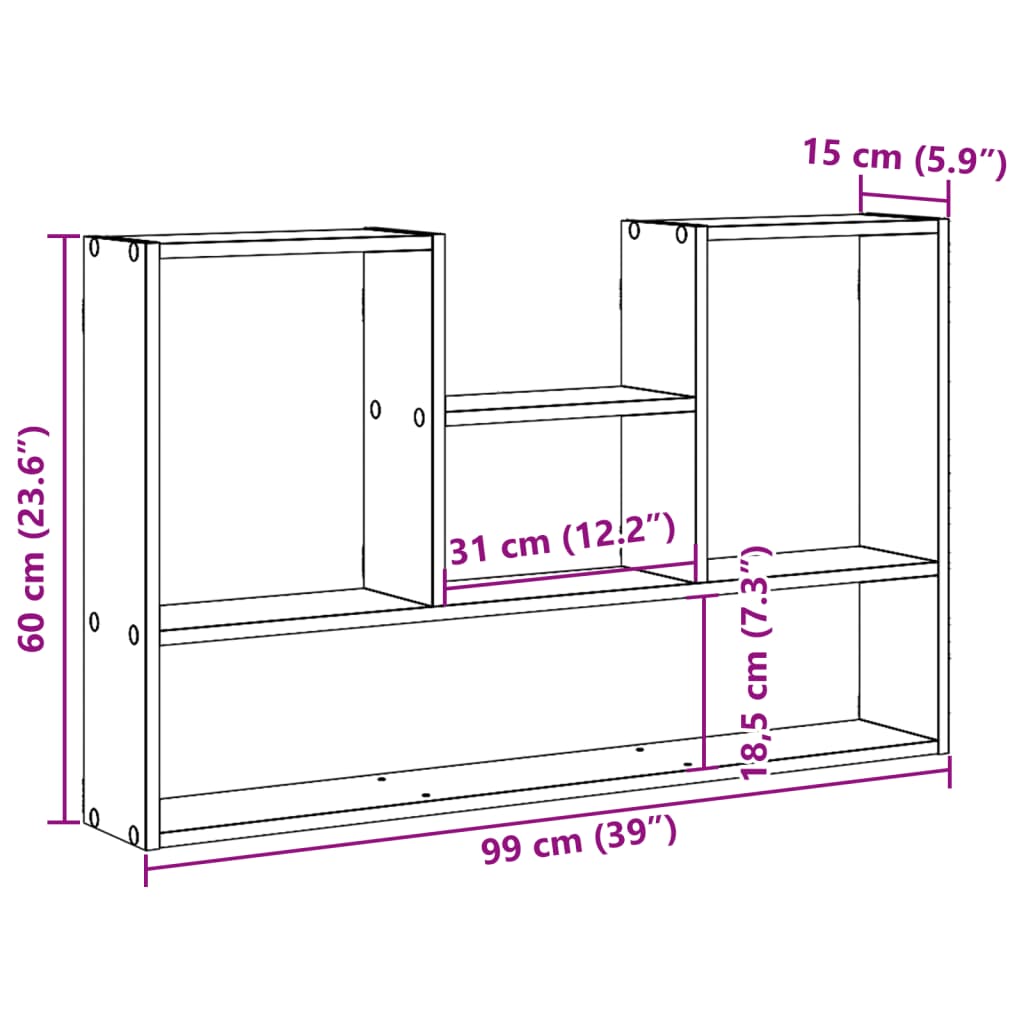 vidaXL Wandregal Weiß 99 x 15 x 60 cm Holzwerkstoff