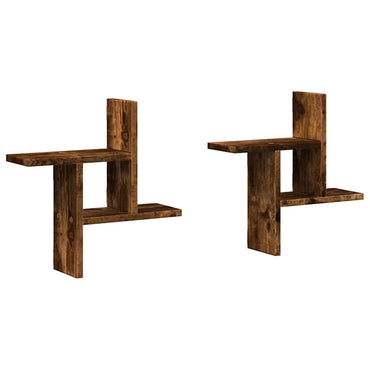vidaXL Étagères murales 2 pcs Chêne fumé 38x12x38 cm Bois d'ingénierie