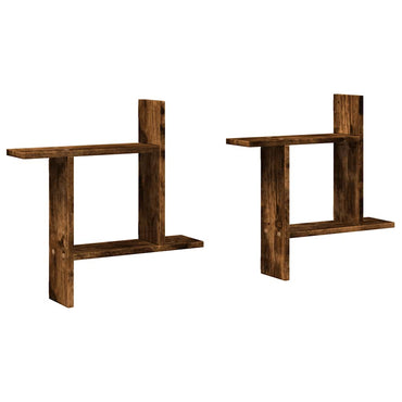 vidaXL Étagères murales 2 pcs Chêne fumé 50x12x50 cm Bois d'ingénierie