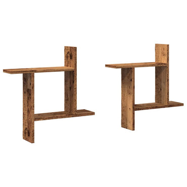 vidaXL Étagères murales 2 pcs Aspect bois de récupération 50x12x50 cm Bois d'ingénierie