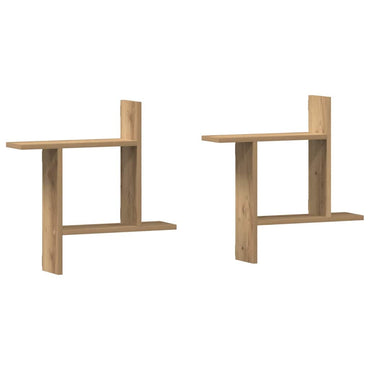 vidaXL Étagères murales 2 pcs Chêne artisan 50x12x50 cm Bois d'ingénierie