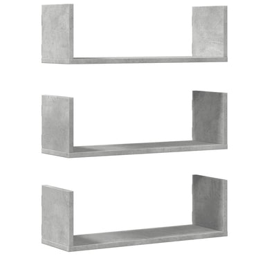 vidaXL Wandregale 3 Stk. Betongrau 58x18x18 cm Holzwerkstoff