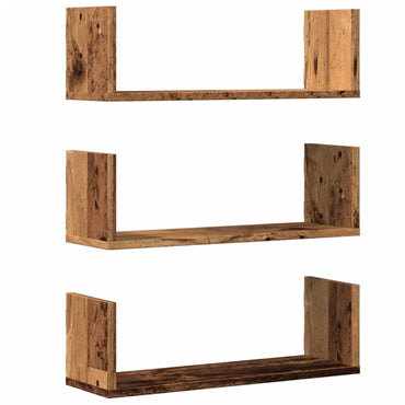 vidaXL Étagères murales 3 pcs aspect bois de récupération 58x18x18 cm bois d'ingénierie