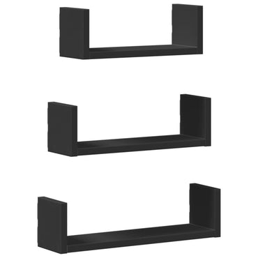 vidaXL Wandregal 3 Stk. Schwarz Holzwerkstoff