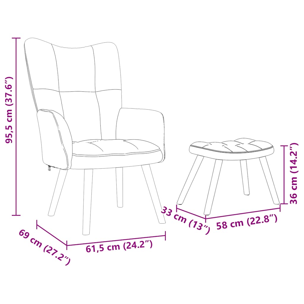 vidaXL Relaxsessel mit Hocker Braun Stoff