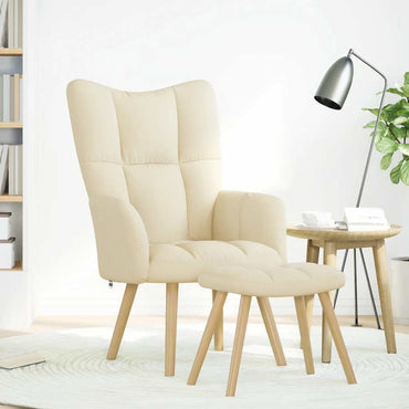 vidaXL Fauteuil relax avec repose-pieds en tissu crème