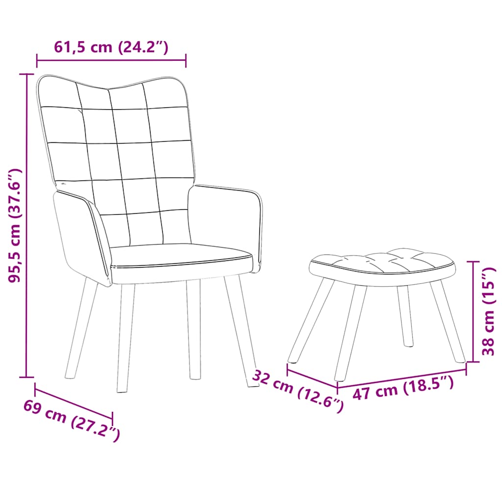 vidaXL Relaxsessel mit Hocker Hellgrün Samt