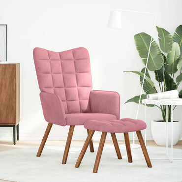 vidaXL Relaxsessel mit Hocker Rosa Samt