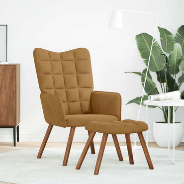 vidaXL Relaxsessel mit Hocker Braun Samt