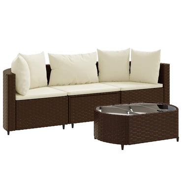 vidaXL 4-tlg. Garten-Sofagarnitur mit Kissen Braun Poly Rattan