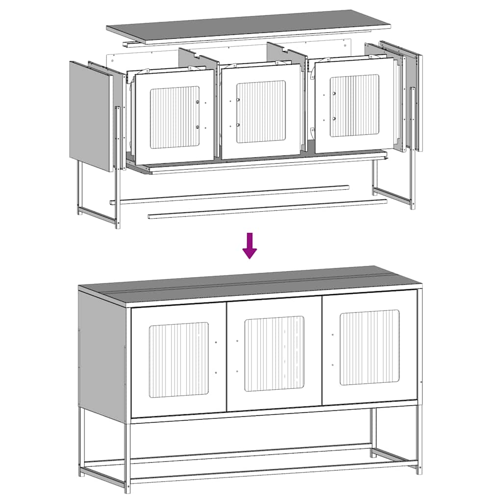 Meuble TV vidaXL Noir 100,5x39x60,5 cm Acier laminé à froid