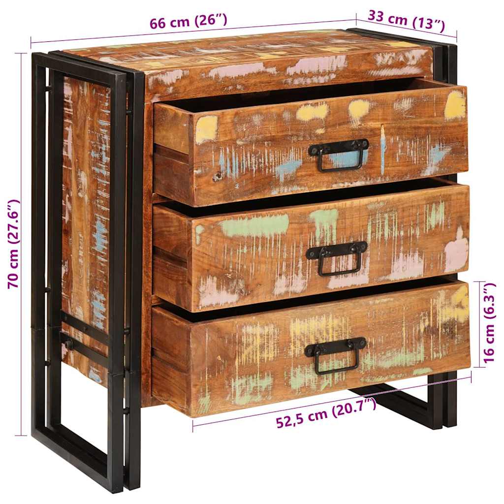 vidaXL Sideboard mit Schubladen Braun 66 x 33 x 70 cm Massives Altholz