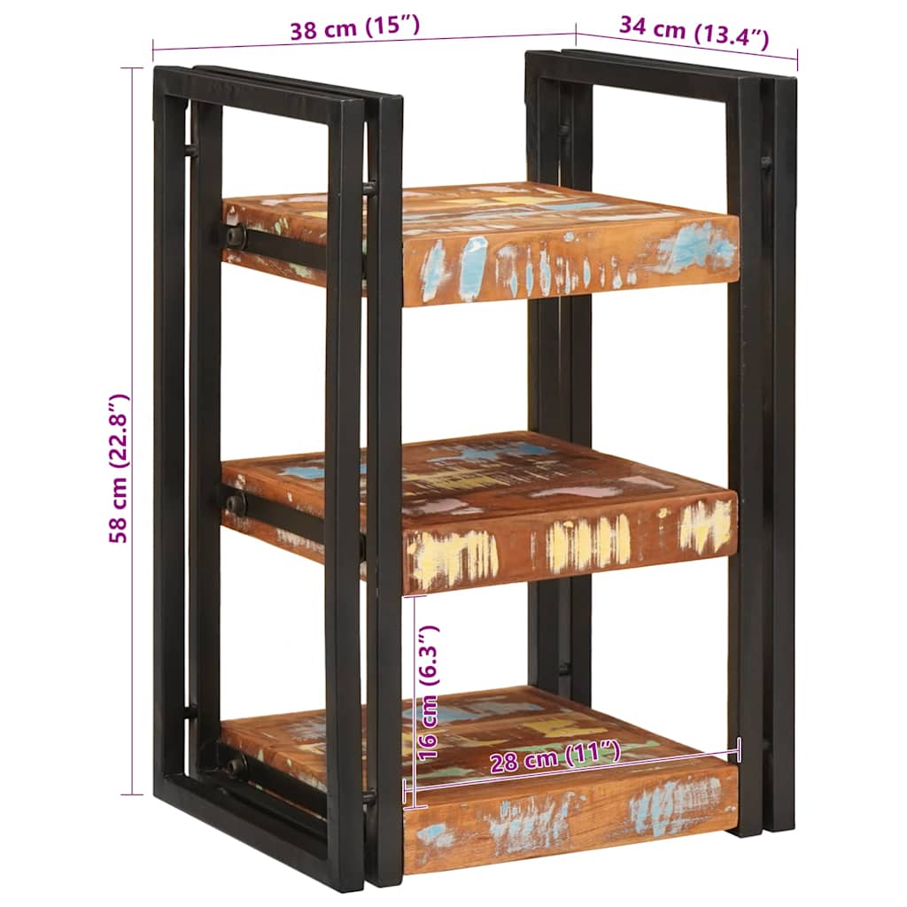 vidaXL Nachttisch Braun und Schwarz 38 x 33 x 58 cm Massivholz Altholz