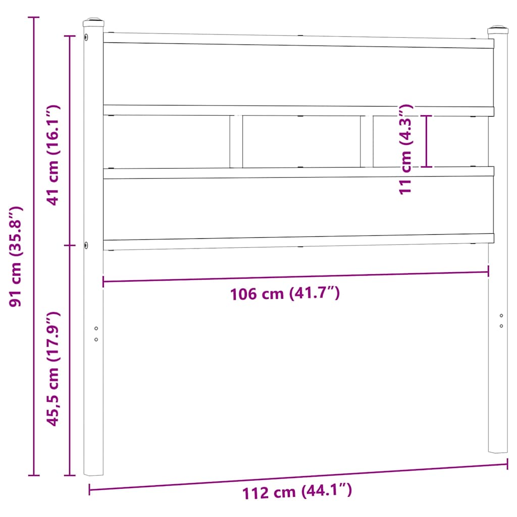 Ersatz-Kopfteil Räuchereiche 107 cm Eisen und Holzwerkstoff