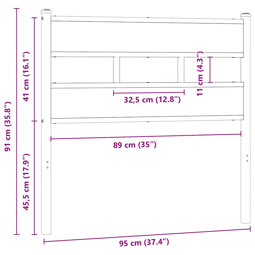 vidaXL Kopfteil Sonoma-Eiche 90 cm Eisen und Holzwerkstoff